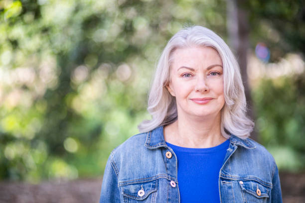 portrait of a beautiful senior woman in nature